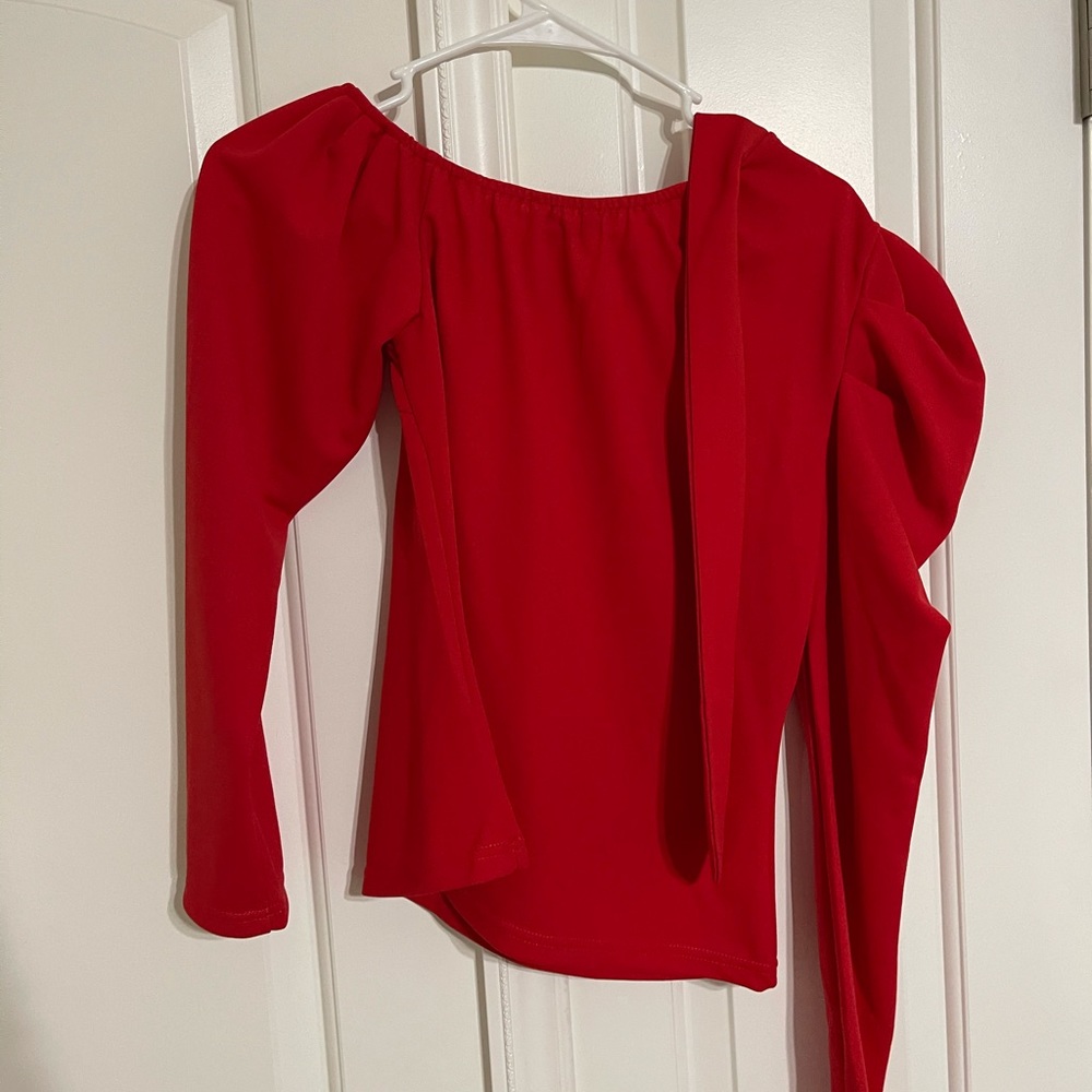 Shein One shoulder red blouse